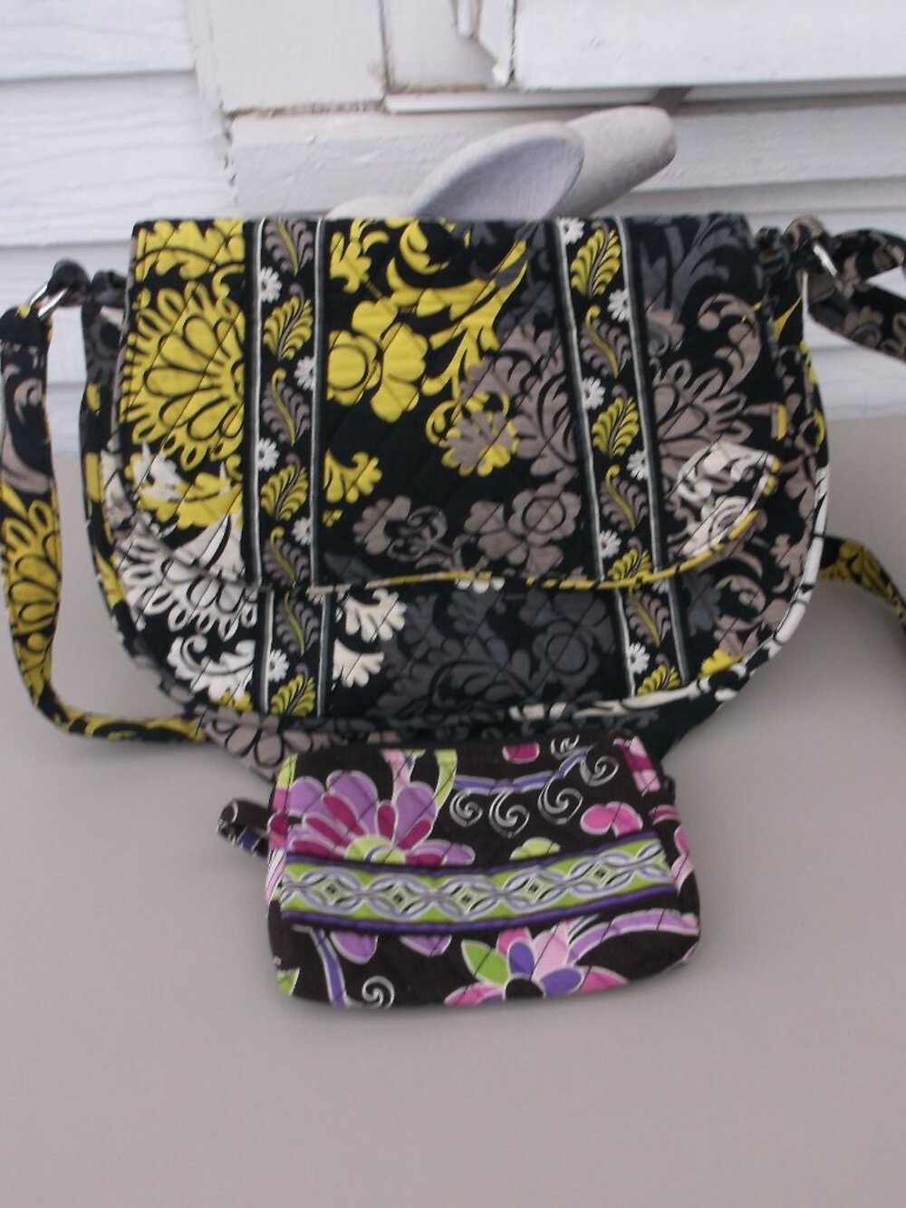 Vera Bradley Quilted 2‑Piece Bag Set – Crossbody + Cosmetic Bag – Fair Condition